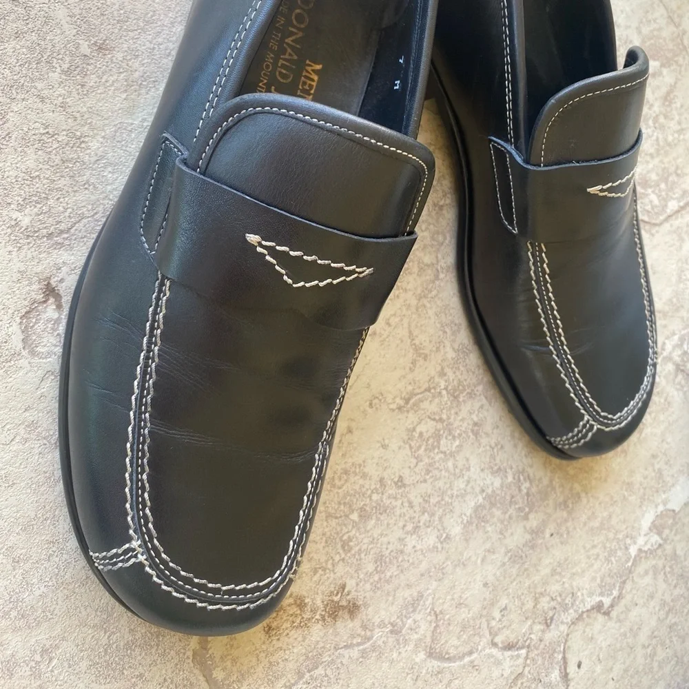 Vintage Donald J Plainer Men's Black Leather Penny Loafers‎ Slip On Size 7M
